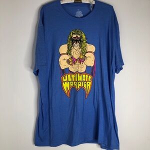 2019 WWE Wrestling The Ultimate Warrior Blue Screen Print T-Shirt Men’s 2XL